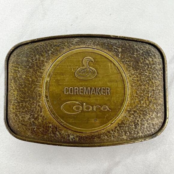 Vintage Cobra Coremaker Gold Tone Industrial Belt Buckle Foundry Worker ✨ - Picture 1 of 8